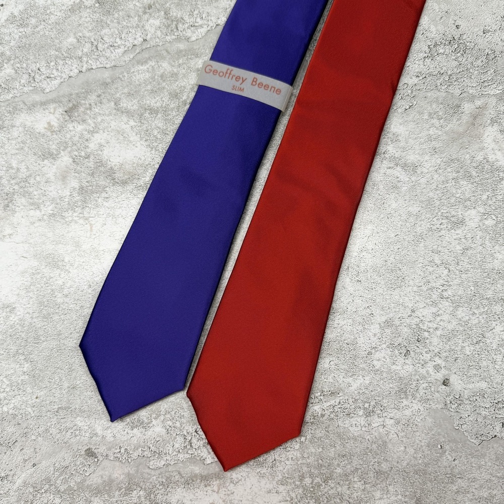 Geoffrey Beene Tie Set Mens One Size Multicolor Slim Satin Made In China Necktie